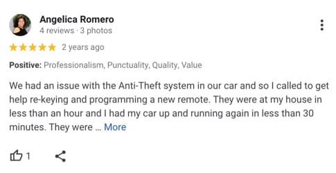 Google Review for La Llave Maestra Locksmith Services in Brownsville Tx